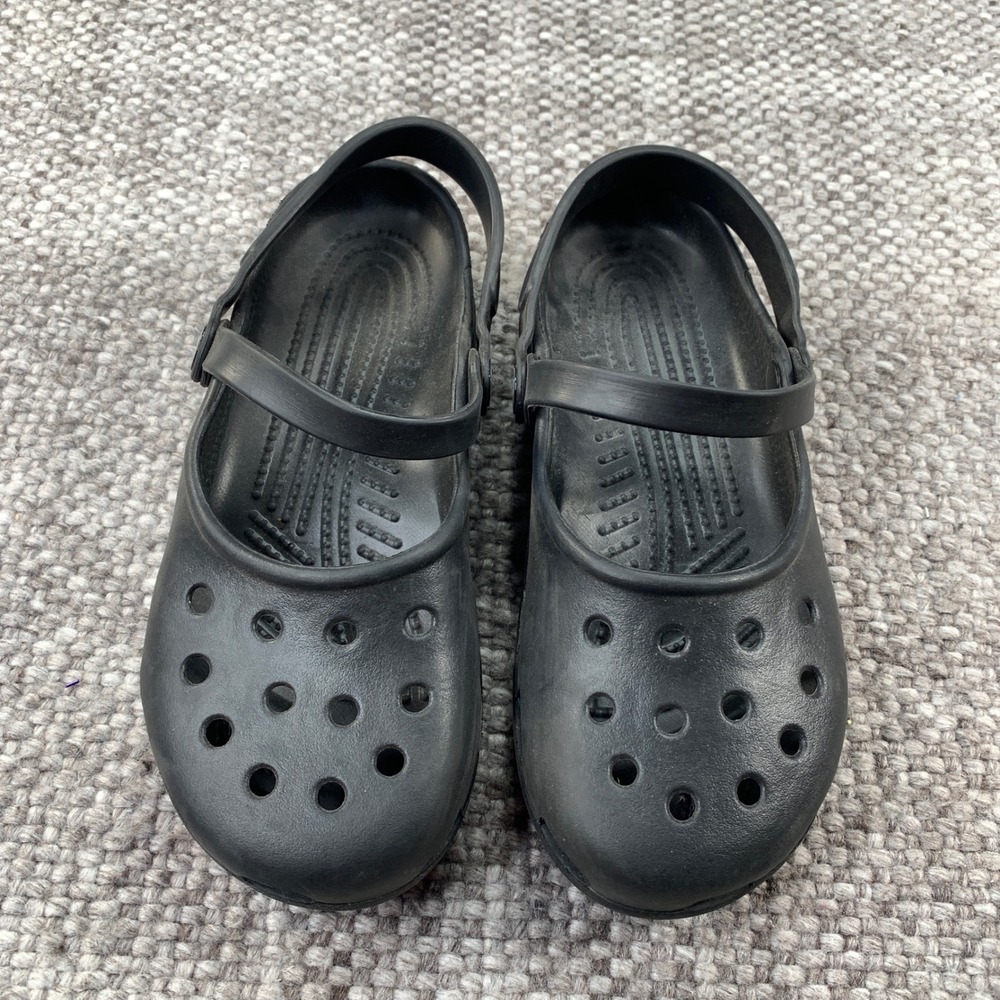 Crocs Karin Black Mary Jane Clog Double Strap Slip On Comfort Shoes Women Size 7
